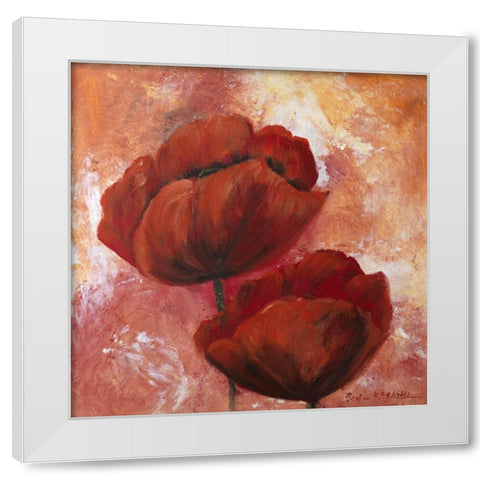 Poppy Red  White Modern Wood Framed Art Print by Schottler, Katharina