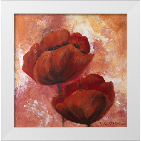 Poppy Red  White Modern Wood Framed Art Print by Schottler, Katharina