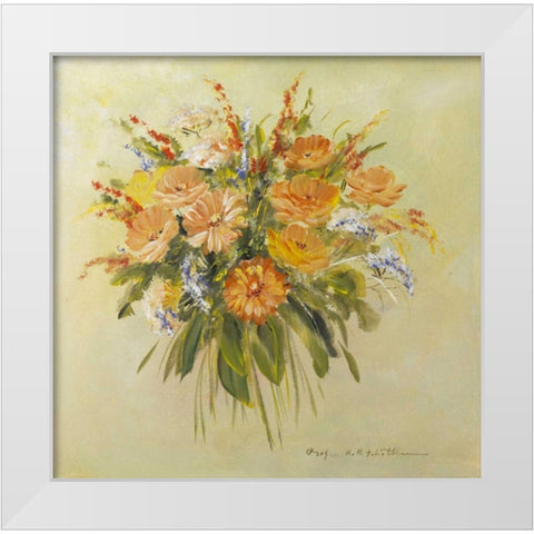 Tradition bouqet III White Modern Wood Framed Art Print by Schottler, Katharina