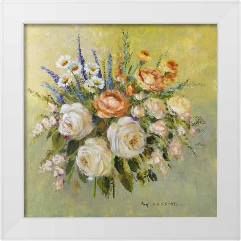 Tradition bouqet III White Modern Wood Framed Art Print by Schottler, Katharina