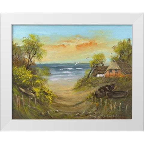 Path to the beach White Modern Wood Framed Art Print by Schottler, Katharina