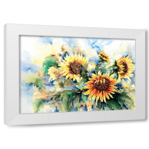 A bouquet of sunflowers White Modern Wood Framed Art Print by Kalsbeek-Vlasma, Klaske