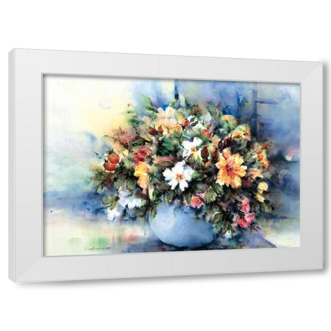 Roses from my garden White Modern Wood Framed Art Print by Kalsbeek-Vlasma, Klaske