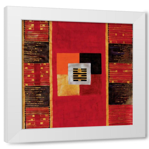 Meng White Modern Wood Framed Art Print by Manek, Sabira