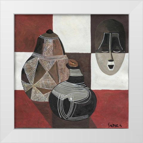 Africa sybol White Modern Wood Framed Art Print by Manek, Sabira