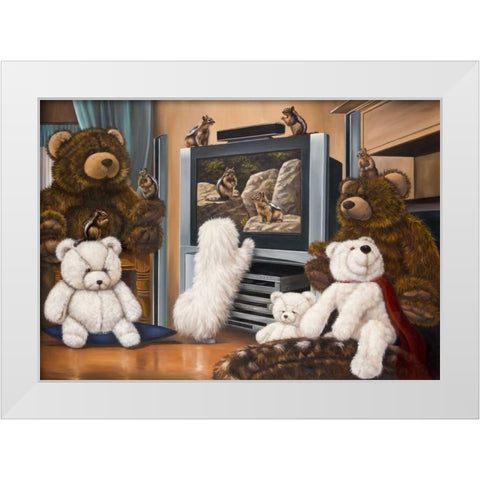 Friends playing White Modern Wood Framed Art Print by Schutte, Michel