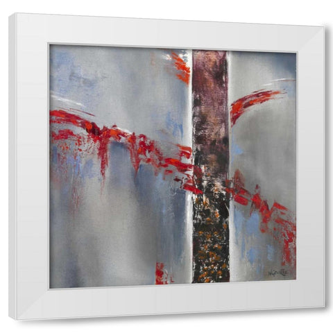 Red Splash II White Modern Wood Framed Art Print by Geurts, Nelly
