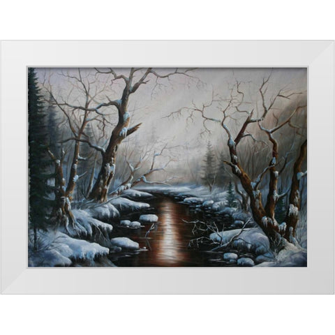 Ozidani Vesnie White Modern Wood Framed Art Print by Vlagyislav, Najgyonov