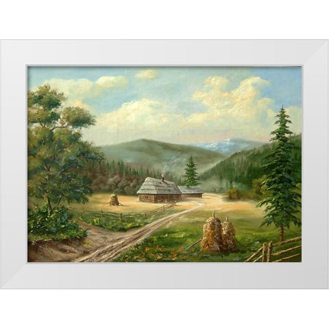Rodnie Gori White Modern Wood Framed Art Print by Vlagyislav, Najgyonov