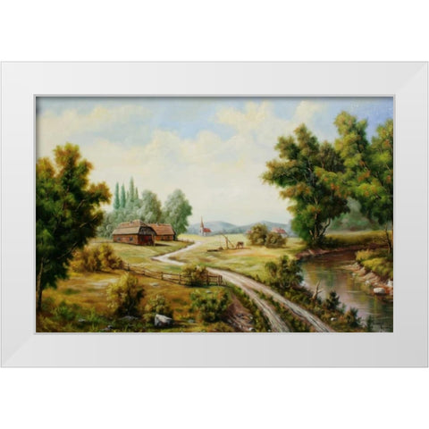Selyskij Pejzaz White Modern Wood Framed Art Print by Vlagyislav, Najgyonov