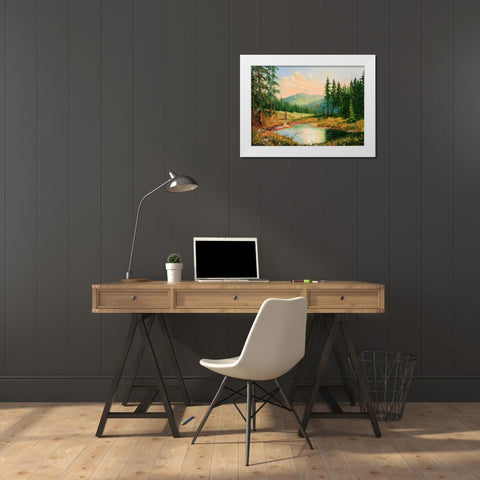Gornoe Ozero White Modern Wood Framed Art Print by Vlagyislav, Najgyonov