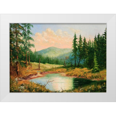 Gornoe Ozero White Modern Wood Framed Art Print by Vlagyislav, Najgyonov