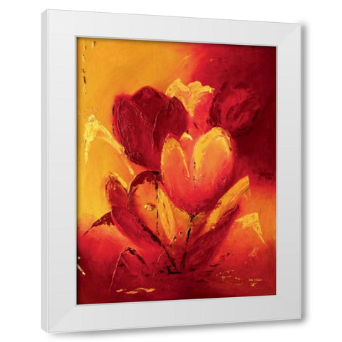 Blooming Tulips bouquet I White Modern Wood Framed Art Print by Pelzer-Janssen, Ine