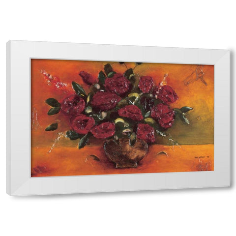 Bouqet Red Flowers White Modern Wood Framed Art Print by Pelzer-Janssen, Ine