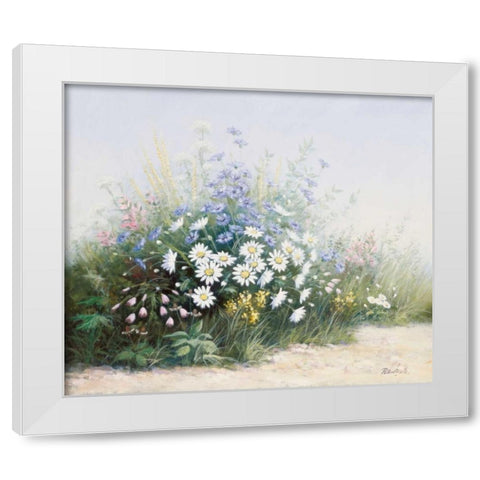Flower serenade White Modern Wood Framed Art Print by Motz, Peter