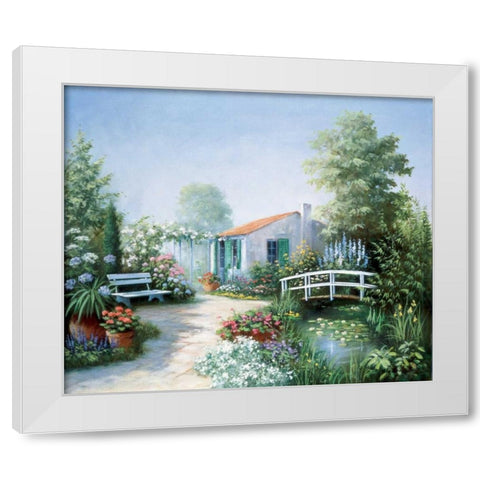 Beyond the bridge White Modern Wood Framed Art Print by Motz, Peter