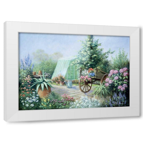 Peters place White Modern Wood Framed Art Print by Motz, Peter