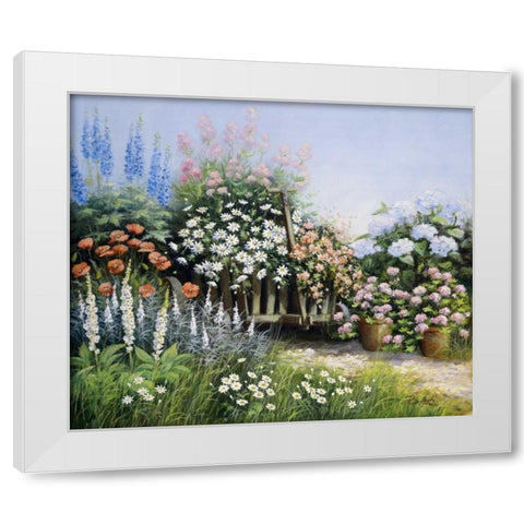 In my garden White Modern Wood Framed Art Print by Motz, Peter
