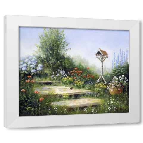 Song of the birds White Modern Wood Framed Art Print by Motz, Peter