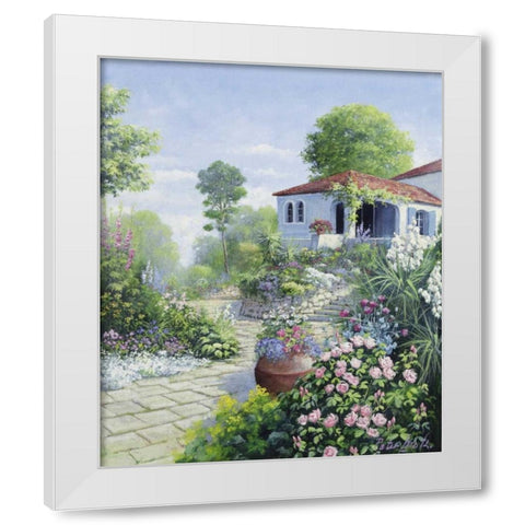Italian garden I White Modern Wood Framed Art Print by Motz, Peter