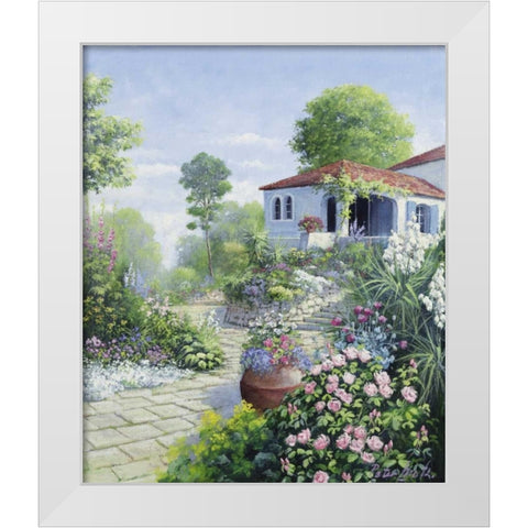 Italian garden I White Modern Wood Framed Art Print by Motz, Peter