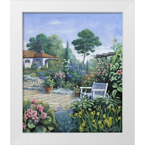 Italian garden II White Modern Wood Framed Art Print by Motz, Peter