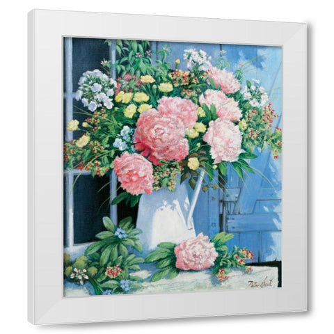 Peonies White Modern Wood Framed Art Print by Motz, Peter