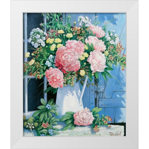 Peonies White Modern Wood Framed Art Print by Motz, Peter