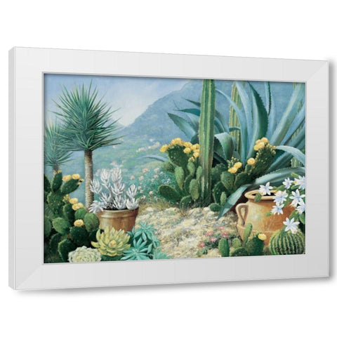 Cactus White Modern Wood Framed Art Print by Motz, Peter