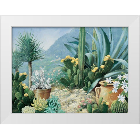 Cactus White Modern Wood Framed Art Print by Motz, Peter