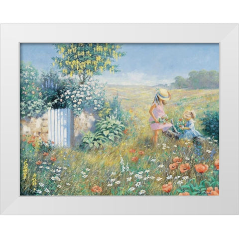 Outside the garden White Modern Wood Framed Art Print by Motz, Peter