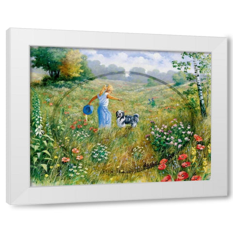 Joyful White Modern Wood Framed Art Print by Motz, Peter