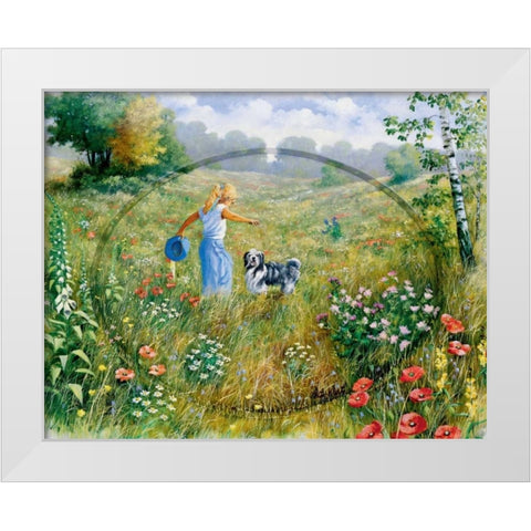 Joyful White Modern Wood Framed Art Print by Motz, Peter