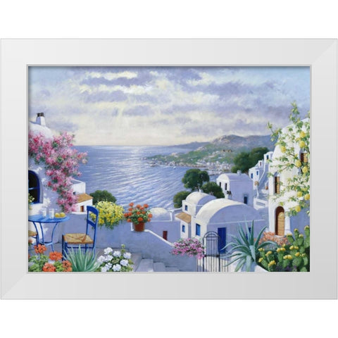 Sparkling Greece White Modern Wood Framed Art Print by Motz, Peter