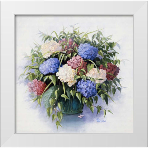 Mixed Hydrangia White Modern Wood Framed Art Print by Motz, Peter