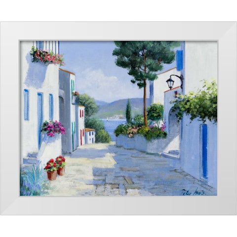 The promenade White Modern Wood Framed Art Print by Motz, Peter