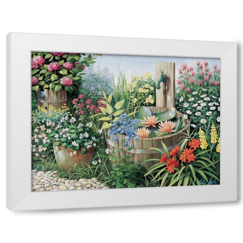 Garden delights White Modern Wood Framed Art Print by Motz, Peter