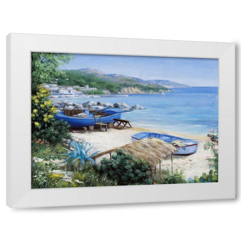 Deserted boats White Modern Wood Framed Art Print by Motz, Peter
