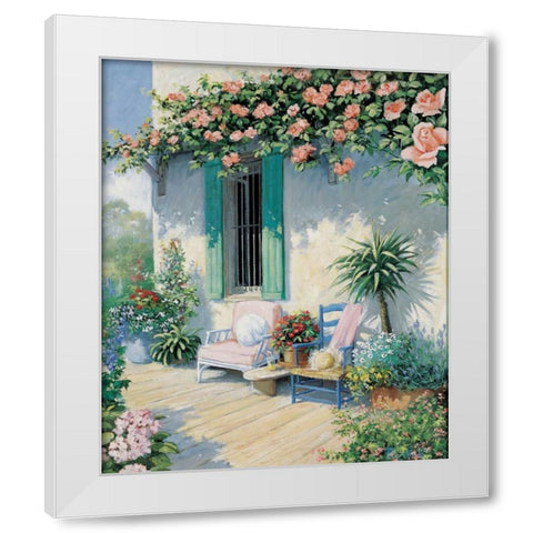 A veranda in bloom II White Modern Wood Framed Art Print by Motz, Peter