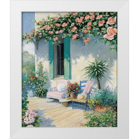 A veranda in bloom II White Modern Wood Framed Art Print by Motz, Peter