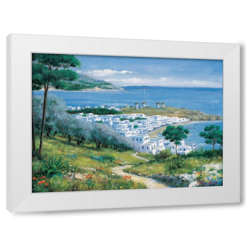 Overlooking the bay White Modern Wood Framed Art Print by Motz, Peter