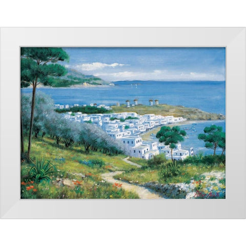 Overlooking the bay White Modern Wood Framed Art Print by Motz, Peter