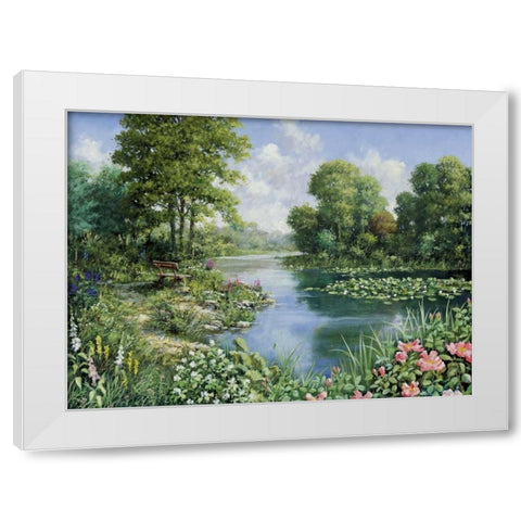 The pond I White Modern Wood Framed Art Print by Motz, Peter