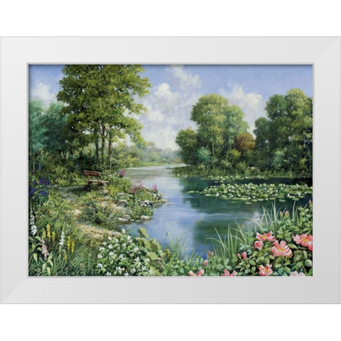 The pond I White Modern Wood Framed Art Print by Motz, Peter
