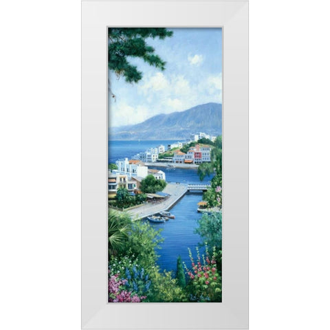 A view over Mykonos White Modern Wood Framed Art Print by Motz, Peter