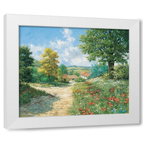 Springtime White Modern Wood Framed Art Print by Motz, Peter