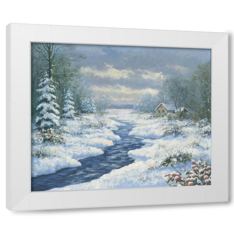 Autumn morning White Modern Wood Framed Art Print by Motz, Peter