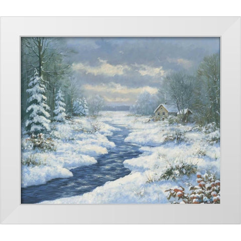 Autumn morning White Modern Wood Framed Art Print by Motz, Peter