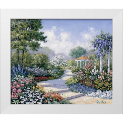 Walking through the park White Modern Wood Framed Art Print by Motz, Peter