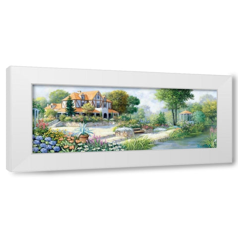 English cottage White Modern Wood Framed Art Print by Motz, Peter